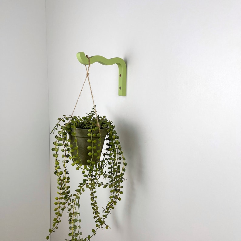 Wavy colorful plant bracket for wall, Indoor hanging plant hook, Bright plant accessories image 5