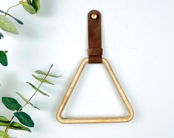 Wooden Towel Ring – Triangle Hand Towel Holder for Bathroom