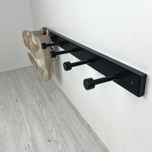 Black Shoe Peg Rack for Entryway | Wall Mount Shoe Hanger Hooks