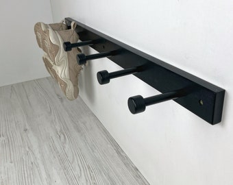 Black Shoe Peg Rack for Entryway | Wall Mount Shoe Hanger Hooks