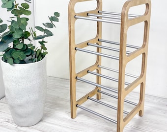 Slim Wooden Shoe Rack for Entryway | Space-Saving Vertical Shoe Stand