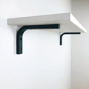 Black wood shelf brackets, L bracket for floating shelf, Wall brackets for shelves, Minimalist modern shelf brackets