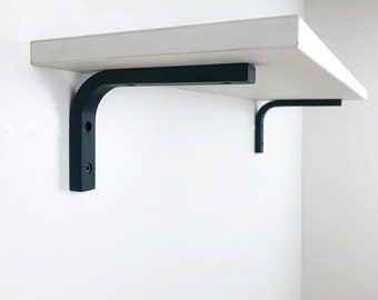 Black wood shelf brackets, L bracket for floating shelf, Wall brackets for shelves, Minimalist modern shelf brackets