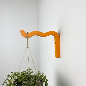 Wavy colorful plant bracket for wall, Indoor hanging plant hook, Bright plant accessories image 7