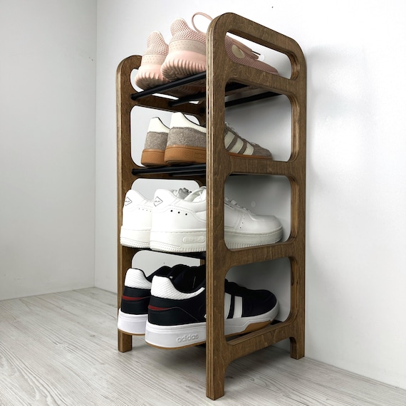 Wood Corner Shoe Rack: Small Space Entryway Organizer