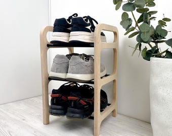 Étagère à chaussures mince verticale à 3 niveaux | Petite étagère à chaussures en bois pour entrée