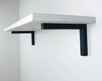 Black Modern Wall Brackets for Shelves | Floating Shelf Wood Brackets