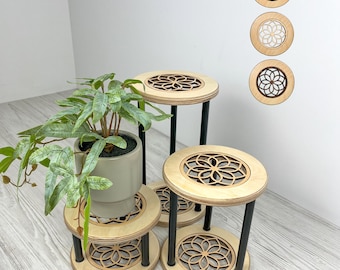 Set di portavasi rotondi a 3 livelli con mandala / Idee per la decorazione di piante da interno
