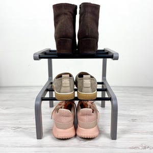 Zapatero estrecho de madera – Almacenamiento para la entrada en 2, 3 o 4 niveles imagen 10