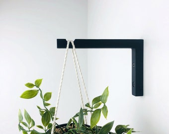 Black Wooden Plant Hanger | Wall Hook for Hanging Plants | Modern Plant Bracket