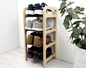 grand range-chaussures en bois étroit | Range-chaussures à 2, 3 ou 4 niveaux pour le vestibule