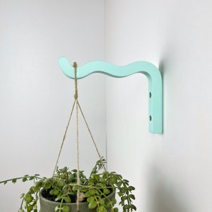 Wavy colorful plant bracket for wall, Indoor hanging plant hook, Bright plant accessories image 2