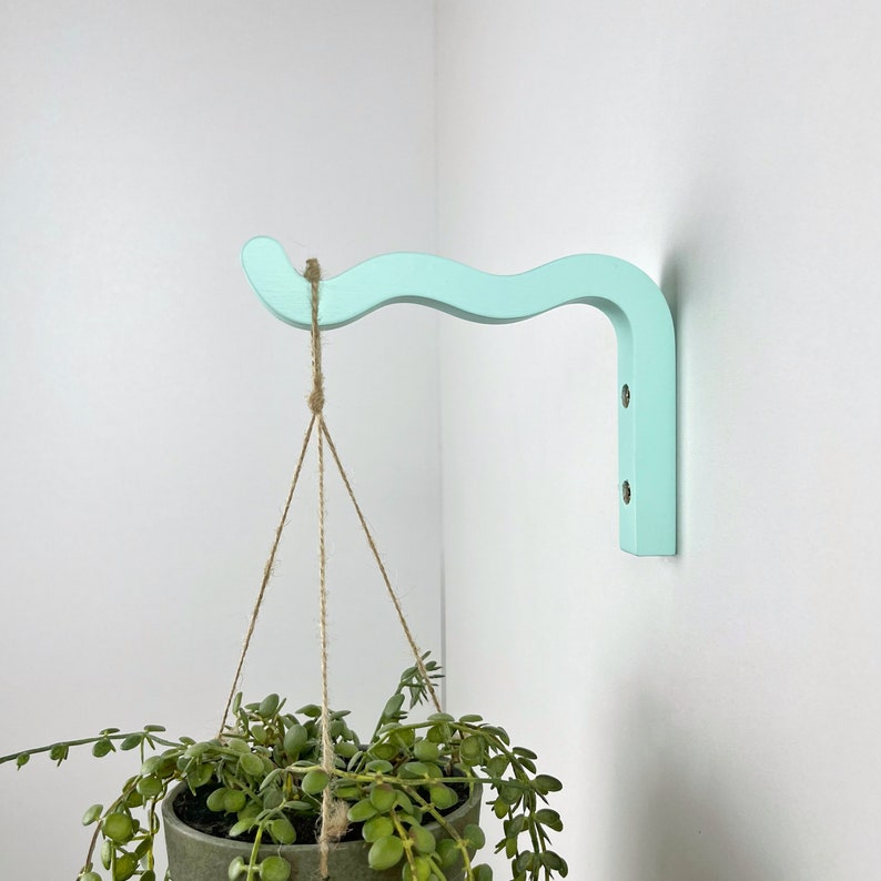 Wavy colorful plant bracket for wall, Indoor hanging plant hook, Bright plant accessories image 2