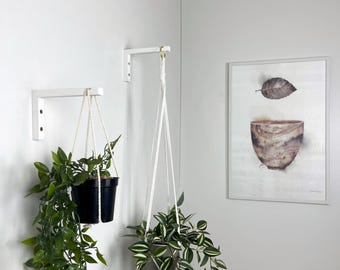 White Minimalist Plant Hanger Hook | Wall Mounted Wooden Brecket