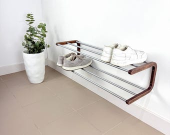 Wall Mounted Wooden Rack for Entryway | Modern Footwear Storage