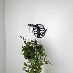 Modern Black Plant Hanger Hook Wooden Wall Bracket for Hanging Plants Botanical Wall Decor image 4