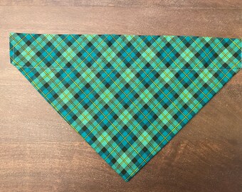 Emerald Tartan Plaid Dog Bandana