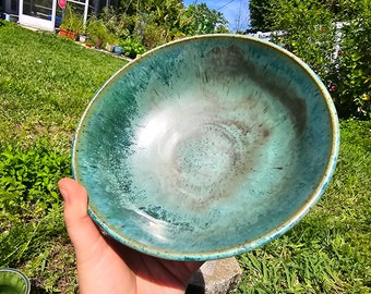 Suppen-Müslischale-Schmuckschale - Funktional und dekorativ - Grün-Blau-Türkis-Aqua - Einzigartige handgefertigte Keramik