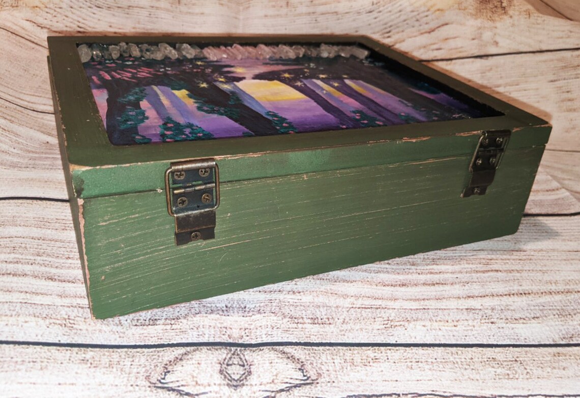 Original Painting on Wooden Box with Mixed Media Acrylic Paint Etsy