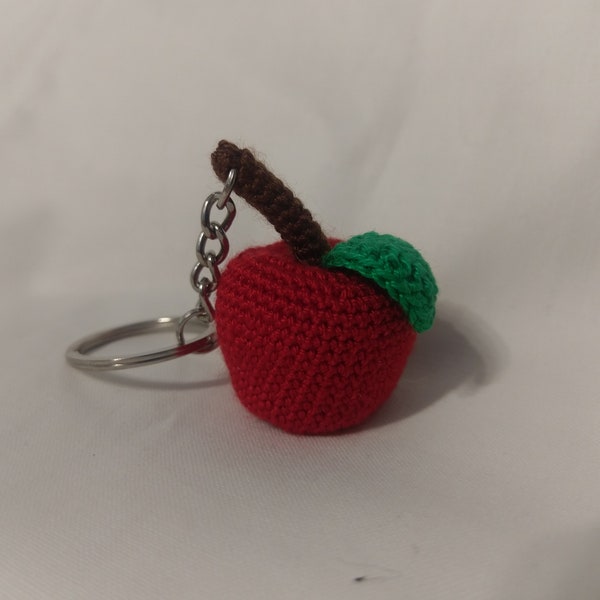 keychain crochet,crochet apple,red apple,crochet fruit, bag accessory