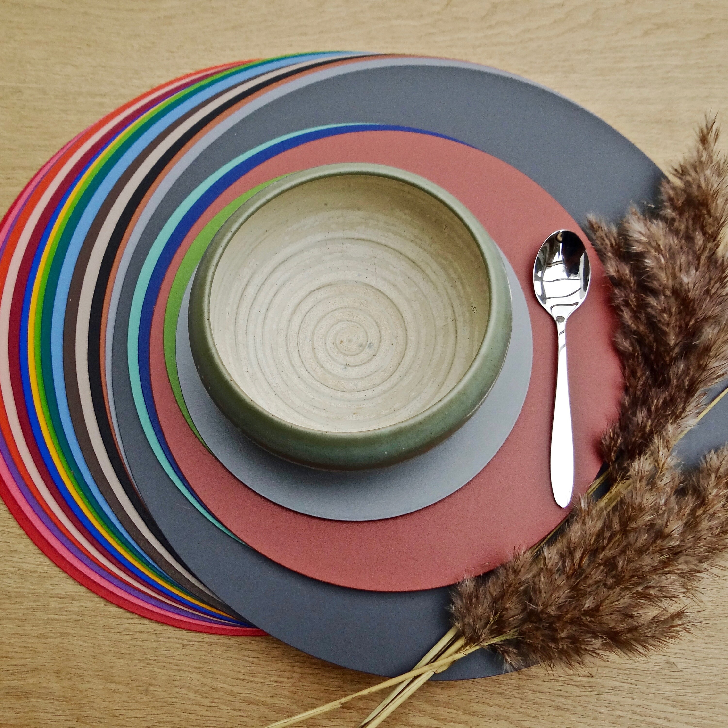 Round Leather Placemat Etsy