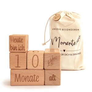 Mikito milestone blocks in German 6-piece set of blocks & countless milestones for pregnancy and your baby's growth image 1