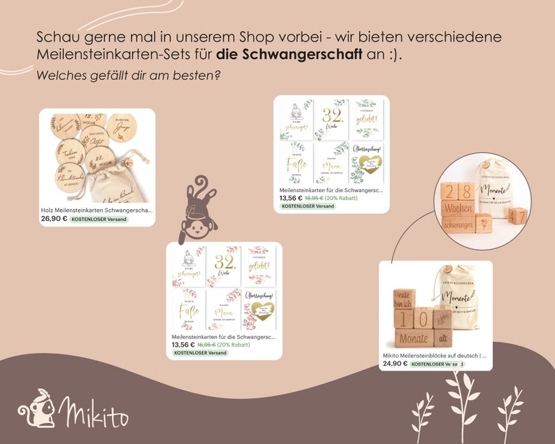 Mikito milestone blocks in German 6-piece set of blocks & countless milestones for pregnancy and your baby's growth image 6