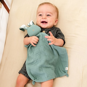 Schnuffeltuch Hase aus Bio-Baumwolle | Musselin Schmusetuch als Baby Geschenk zur Geburt | Schnuffeltücher & Trösterchen | Kuscheltier Baby