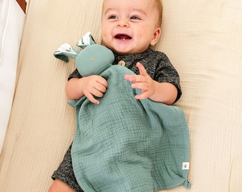 Bunny comforter made of organic cotton | Muslin comforter as a baby gift for birth | Comforters & cuddly toys for babies