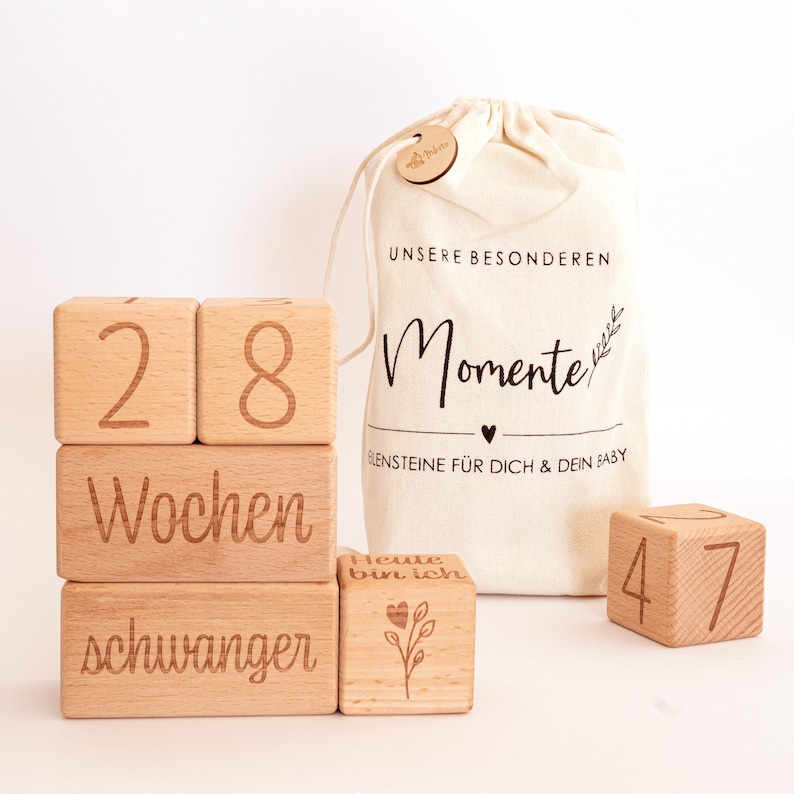 Mikito milestone blocks in German 6-piece set of blocks & countless milestones for pregnancy and your baby's growth image 3