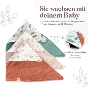 Musselin Spucktücher Baby 3er Set Lätzchen beidseitig verwendbar größenverstellbar Dreieckstücher Pattern Erstausstattung Neugeborene Bild 6