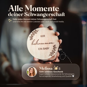 Holz Meilensteinkarten Schwangerschaft auf deutsch 30 Meilensteine auf edlen Holzscheiben als Geschenk für Schwangere, werdende Mütter. Bild 2