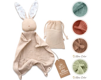 Bunny comforter made from organic cotton | Muslin comforter as a baby gift for birth | Comforters & cuddly toys for babies