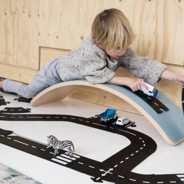 Autospur für Kinder zum Zusammenstecken | Flexible Spielzeug Straße | Geschenk für Kinder | Weihnachtsgeschenk | Montessori Spielstrasse