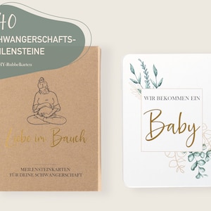 Meilensteinkarten Schwangerschaft mit Gold-Details | Meilensteine Schwangerschaft - Meine Schwangerschaft verkünden | Geschenke Schwangere
