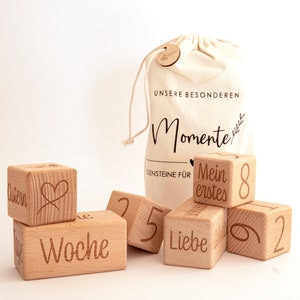 Mikito milestone blocks in German 6-piece set of blocks & countless milestones for pregnancy and your baby's growth image 2