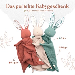 Schnuffeltuch Hase aus Bio-Baumwolle Musselin Schmusetuch als Baby Geschenk zur Geburt Schnuffeltücher & Trösterchen Kuscheltier Baby Bild 6