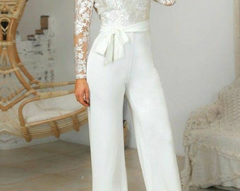 beige jumpsuit wedding