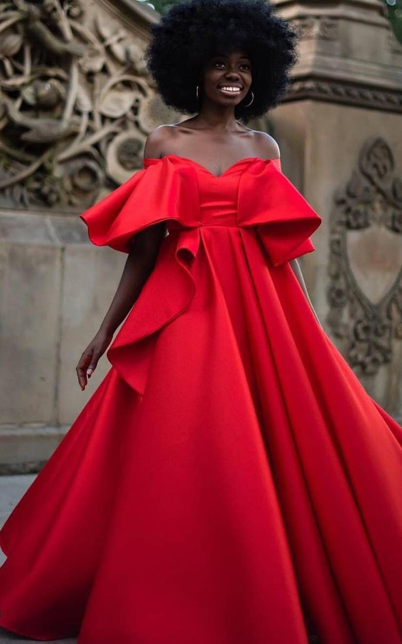 Red prom dress with high slit African clothing for women Etsy