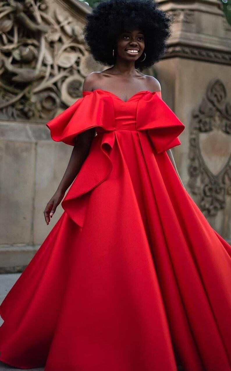 Red prom dress with high slit African clothing for women ...