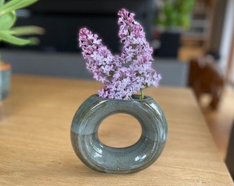 Donut vase, stoneware, anthracite