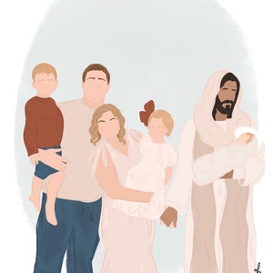 Custom Portrait with Jesus, Family Portrait with Jesus, Miscarriage Portrait, Stillborn, Loss, Memorial Gift - Digital Portrait