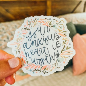 Floral Anxious Heart // Mental Health Decal // Encouraging decal