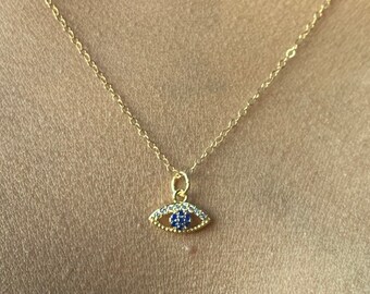 Gold Evil Eye Necklace, Protection Necklace For Women,14K Gold Filled Cubic Zirconia Protection Necklace, Gift for her