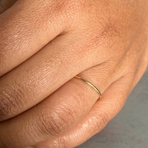 Thin Gold Ring for Women - Tiny 14K Gold Filled Band Ring - Gold Filled Stacking Ring 1mm -Dainty Minimalist Simple Ring