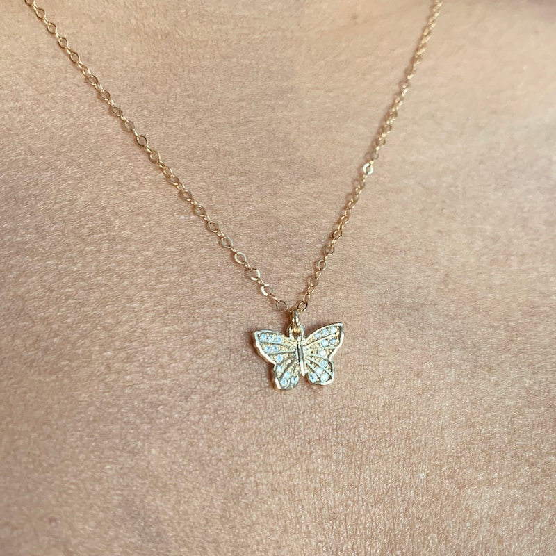 Butterfly Charm Necklace Gold main image 1