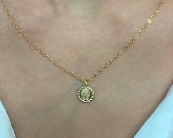 Our Lady of Guadalupe Necklace, Virgin Mary 14K Gold Filled Pendant with 14K Gold Filled Chain, Religious Necklace, Communion gift