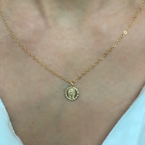 Our Lady of Guadalupe Necklace, Virgin Mary 14K Gold Filled Pendant with 14K Gold Filled Chain, Religious Necklace, Communion gift