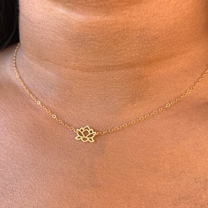 Tiny Lotus Flower Necklace- Gold Filled / Gold Vermeil or Sterling Silver Lotus Charm Necklace - Yoga Yogi Jewelry - Chakra - Enlightenment