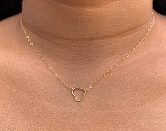 Collar de corazón lleno de oro, joyería llena de oro de 14K, colgante de corazón, encanto del corazón, collar para mujeres, joyería delicada, regalo